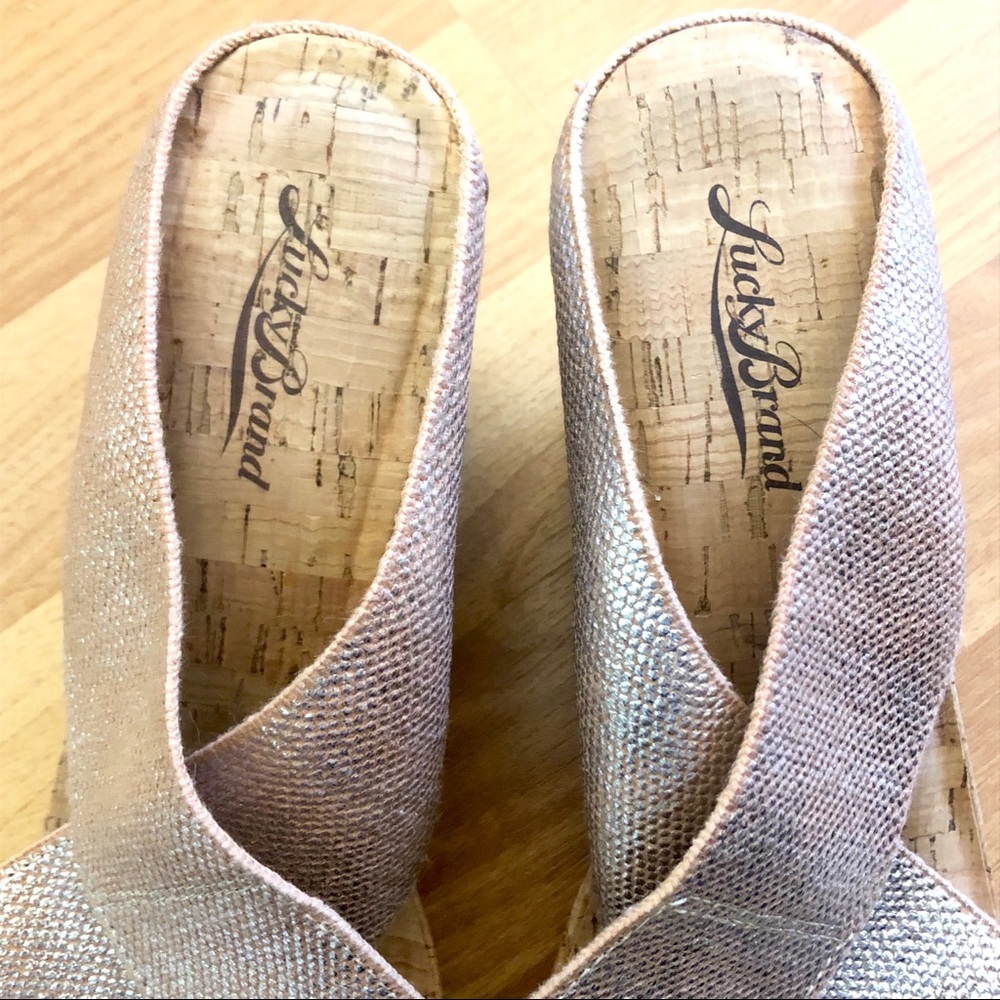 SOLD NWOT Lucky Brand Metallic Cork Wedges - Picture 7 of 8